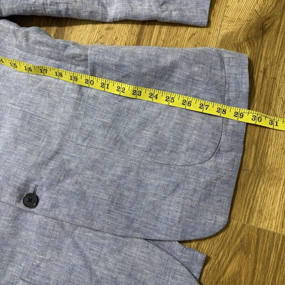 Banana Republic 100% Linen Blazer Men’s 42L Blue Unstructured Sport Coat READ
